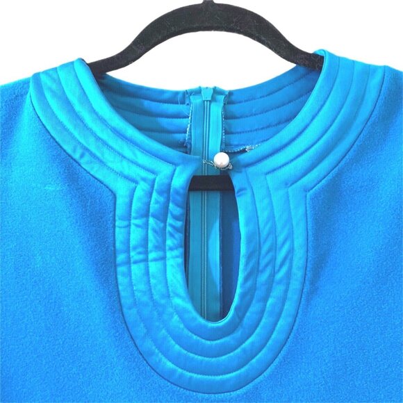 Vintage Vanity Fair Bath Robe M Turquoise Blue Neck Sleeve Trim Pearl Button Zip - Picture 4 of 11